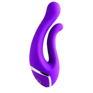 Vibromasseur flexible avec stimulateur clitoridien, une surface douce et 2 puissants moteurs, en 100% silicone et plastique ABS. 7 modes de vibration peuvent être contrôlés facilement via une touche. Fonctionne avec 2 piles AAA (non incluses). Longueur: environ 12cm, Ø environ 2,1 - 3,9cm.